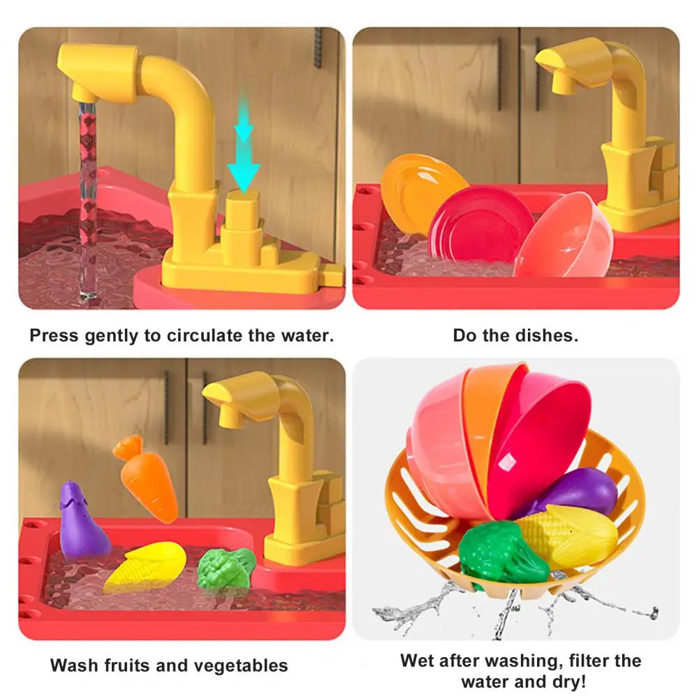 Kids Kitchen Play Set With Wash Basin Sink Plastic Toy Ages 6 To 12