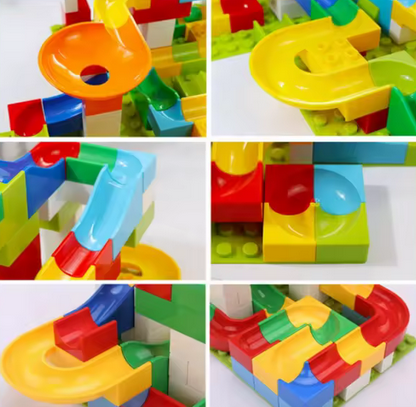 NEW 165 Pieces Plastic Construction Building Blocks Diy Assembly Race Track Toy Marble Run Blocks Toy Set for Kids